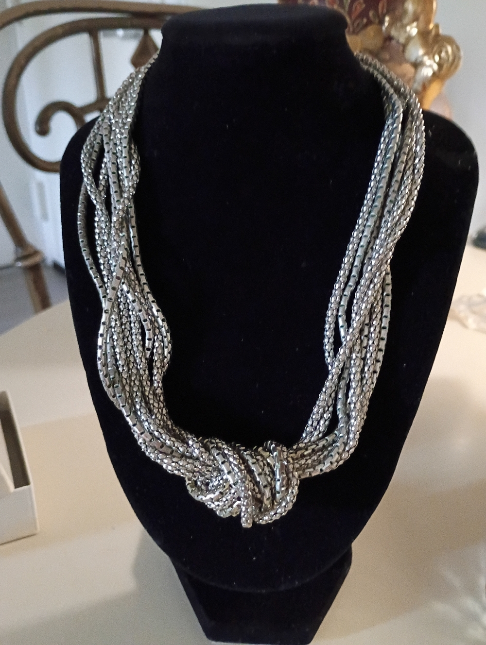 BCBGeneration BCBG Silver Tone Multi Strand Knot Chain Layered Necklace